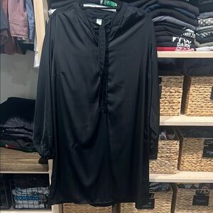 Black Satin Tunic Dress